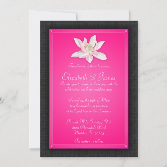 Invitations au mariage rose chaud (Devant)