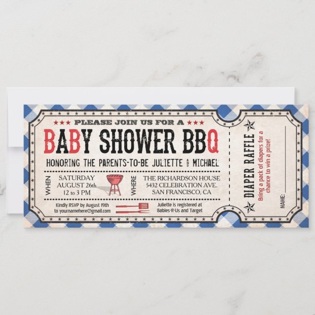 Invitations au rabais sur le Baby shower BBQ (Devant)