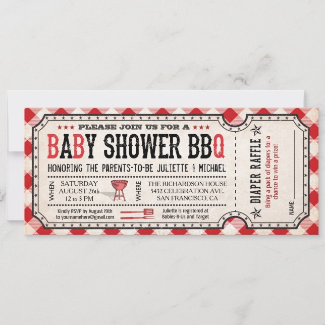 Invitations au rabais sur le Baby shower BBQ (Devant)