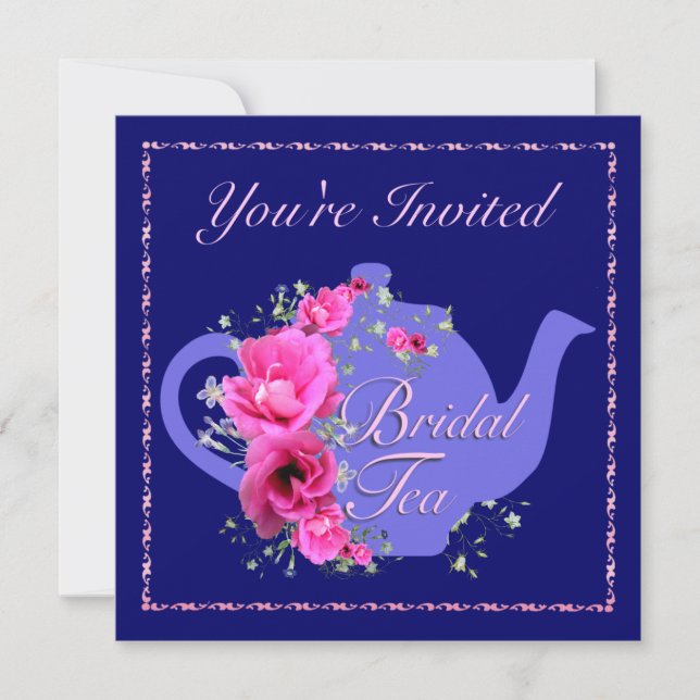 Invitations au thé de la marée Teapot et fleurs ro (Devant)