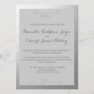 Invitations aux mariages d'argent et de fioul gris