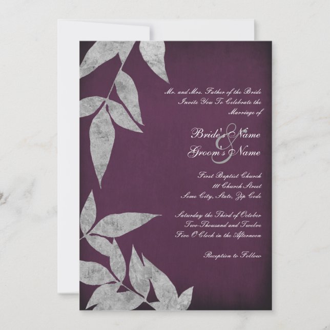 Invitations aux mariages d'argent et de violet Feu (Devant)