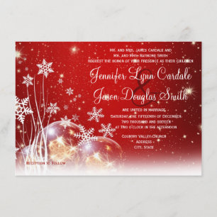 Invitations aux mariages de Noël blanc rouge