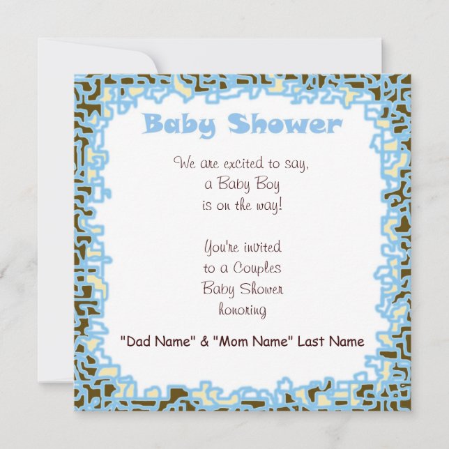 Invitations Baby Boy Baby shower Cartes Brown bleu (Devant)