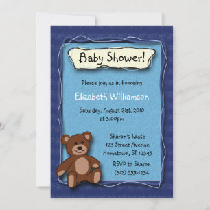 Invitations baby shower Teddy Bear (Boy)