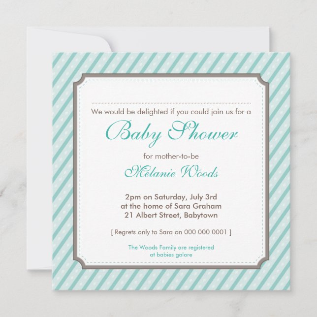 INVITATIONS baby showers :: bandes de bonbons 7SQ (Devant)