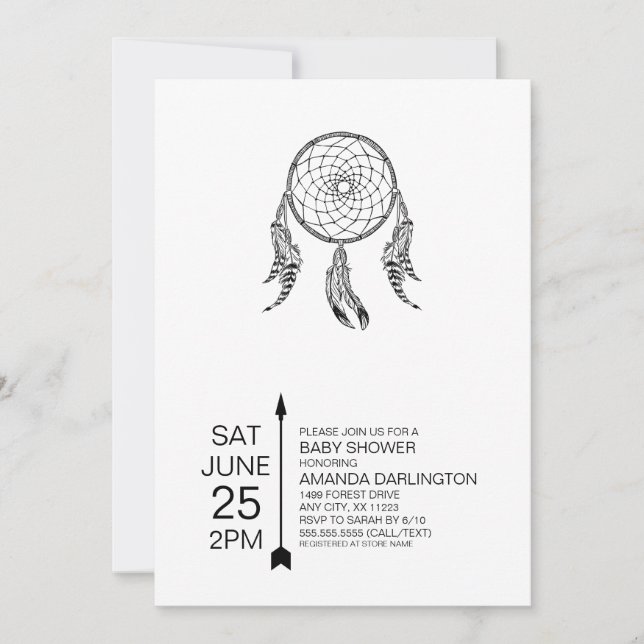 Invitations Baby showers de Dreamcatcher Tribal (Devant)