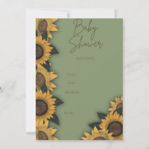 Invitations Baby showers de fleurs de tournesol