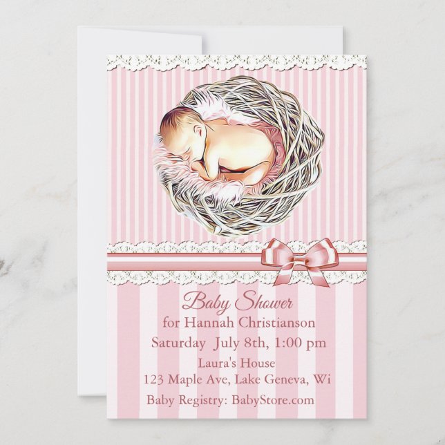 Invitations Baby showers de la fille (Devant)