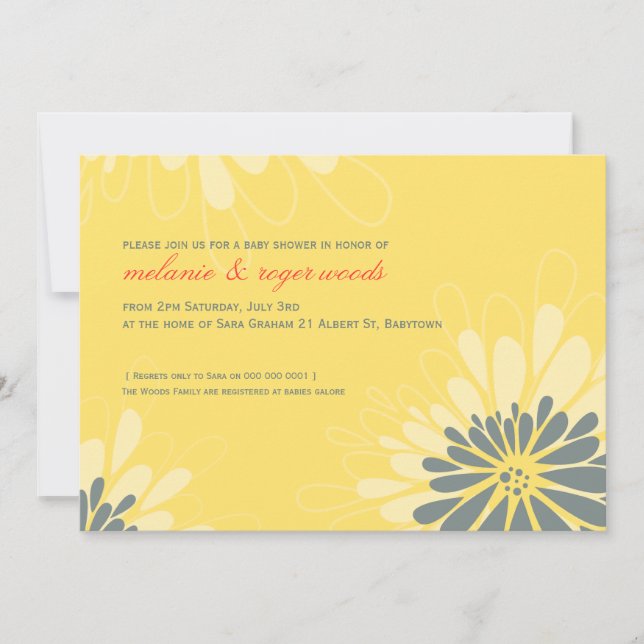 INVITATIONS baby showers :: fleurs modernes 2L (Devant)