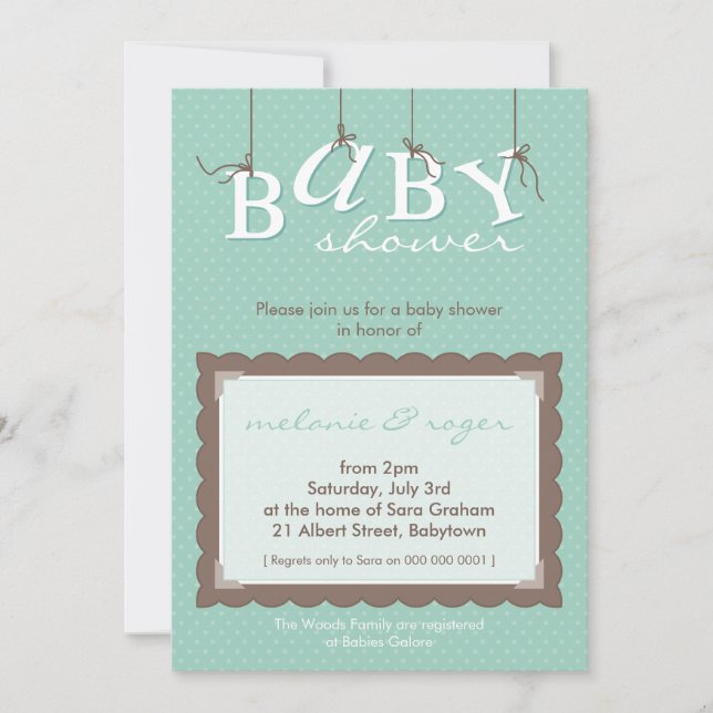 INVITATIONS baby showers :: lettres pour bébés 6P (Devant)
