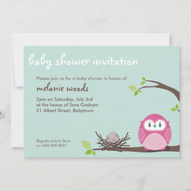 INVITATIONS baby showers :: owl + nid 2L (Devant)