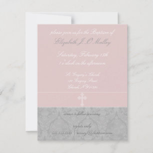 Invitations Baptême de dentelle rose