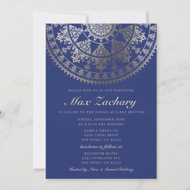 Invitations Barre Mitzvah Gold Foil (Devant)