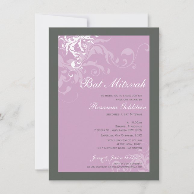 INVITATIONS bat mitzvah :: bella 1P (Devant)