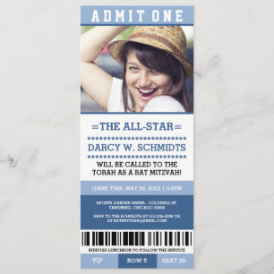 Invitations Bat mitzvah de billets de sport
