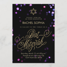 Invitations bat mitzvah | Élégant violet et or