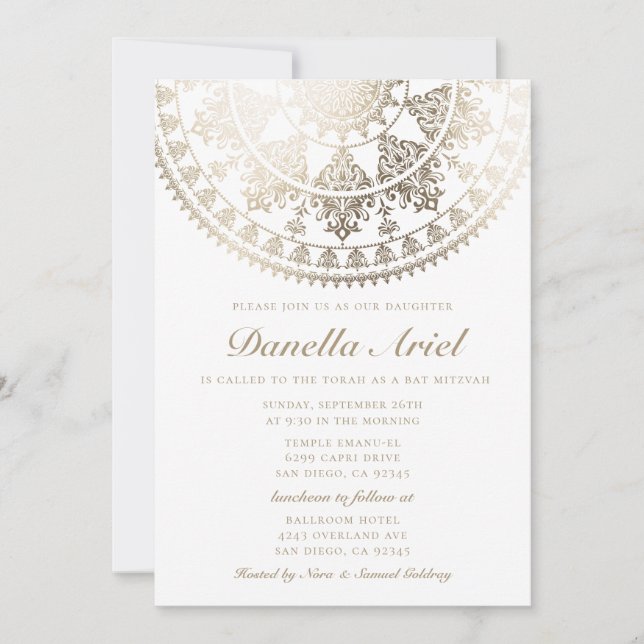 Invitations bat mitzvah Gold Foil (Devant)