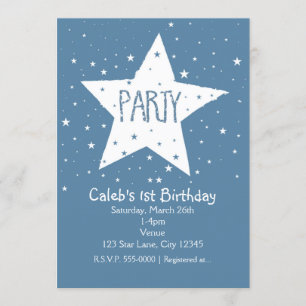 Invitations Big Star Birthday PARTY Celestial Sky