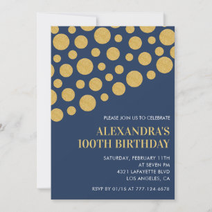 Invitations Black 100e anniversaire Gold Navy