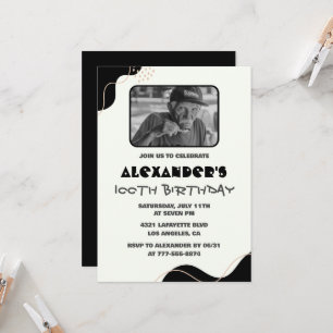 Invitations Black 100e anniversaire Hommes Simple