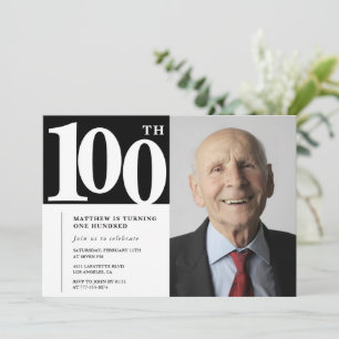Invitations Black 100e anniversaire Modern Chic Ph
