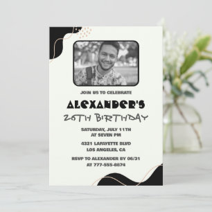 Invitations Black 26e anniversaire Hommes Simple P