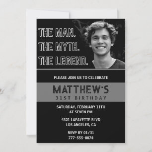 Invitations Black 31e anniversaire L'homme La Lége