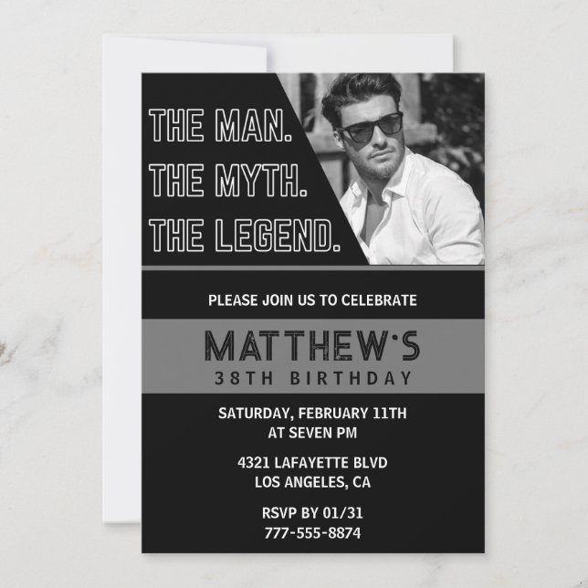 Invitations Black 38e anniversaire L'homme La Lége (Devant)