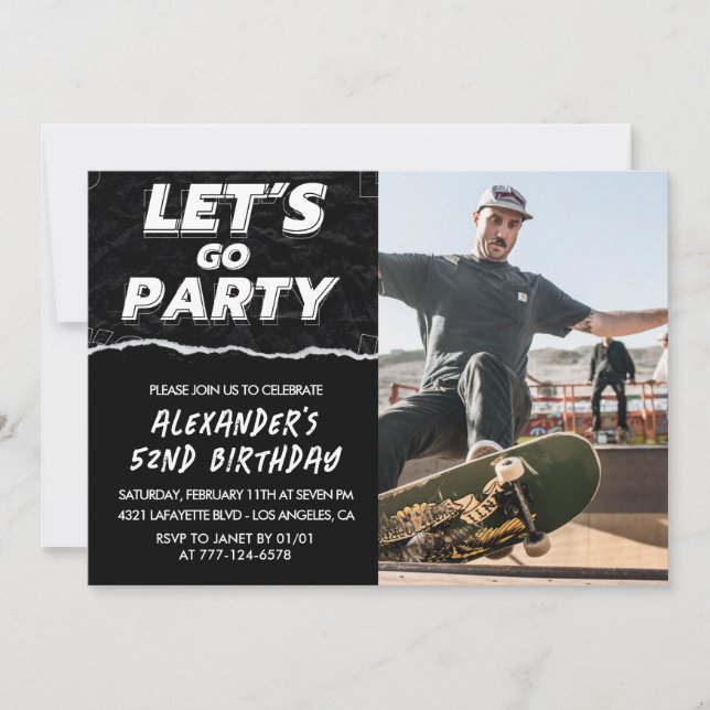 Invitations Black 52e anniversaire Hommes Photo (Devant)