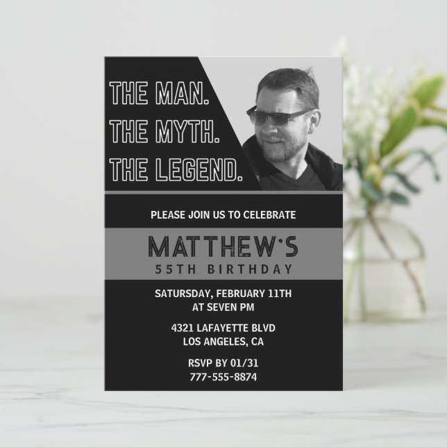 Invitations Black 55e anniversaire L'homme La Lége (Debout devant)