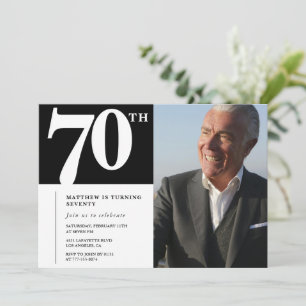 Invitations Black 70e anniversaire Modern Chic Pho