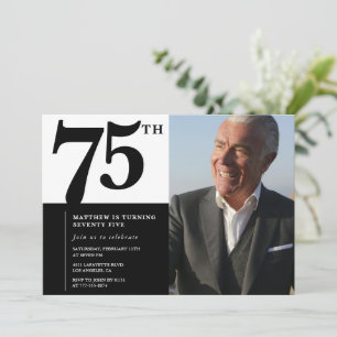 Invitations Black 75e anniversaire Elegant Chic
