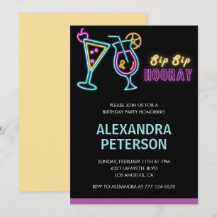 Invitations Black 95e anniversaire Cocktail Neon G