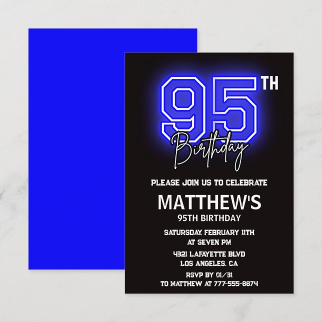 Invitations Black 95e anniversaire Modern Sport Ne (Devant / Derrière)