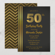 Invitations Black and Gold 50th Birthday