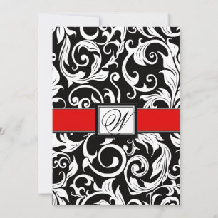 Invitations Black and Red Mariage damassé