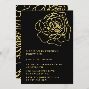 Invitations Black Gold 46e anniversaire Floral