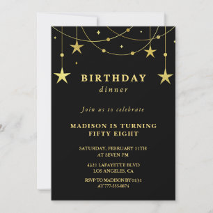 Invitations Black Gold 58e anniversaire Stars