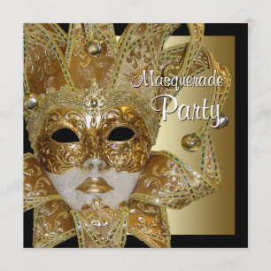 Invitations Black Gold Masquerade Party