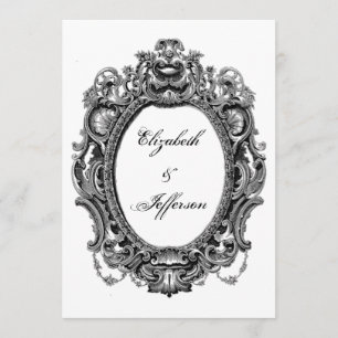 Invitations Black Vintage Frame Wedding