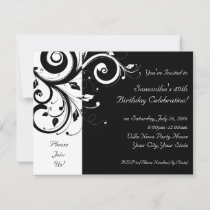 Invitations Black+White Reverse Party