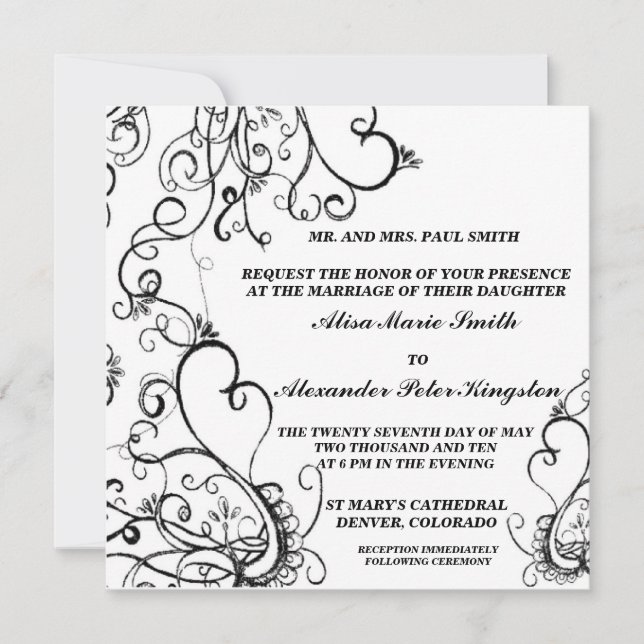 Invitations Black White Wedding Annonces (Devant)