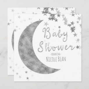 Invitations blanches Baby shower de la Lune d'arge