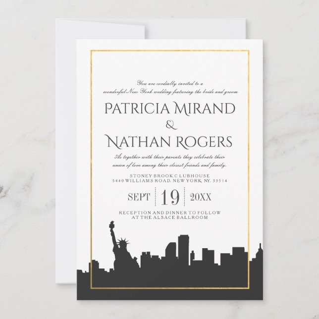 Invitations blanches classiques d'un mariage de (Devant)