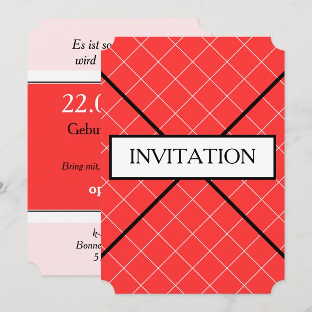 Invitations blanches rouges (Devant / Derrière)
