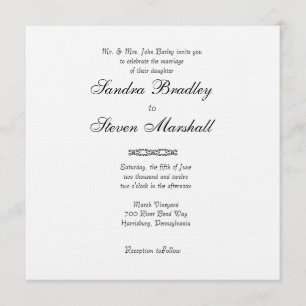 Invitations blanches simples de mariage