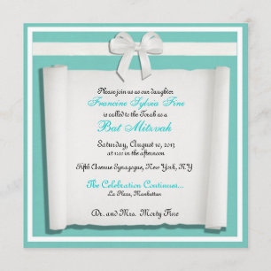 Invitations bleues de bat mitzvah d'oeufs de Robin