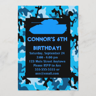 Invitations bleues de fête d'anniversaire de