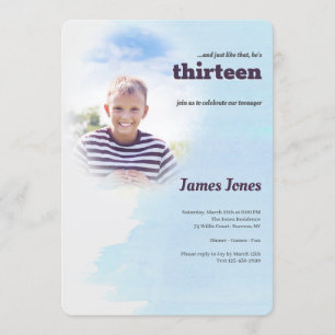 Invitations bleues de fête d'anniversaire de photo